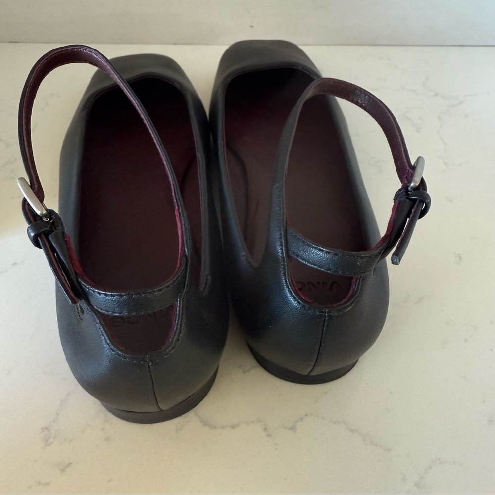 Vince Cassie Square-Toe Leather Flats – Black – Size 6 (New, No Box) - Picture 4 of 4